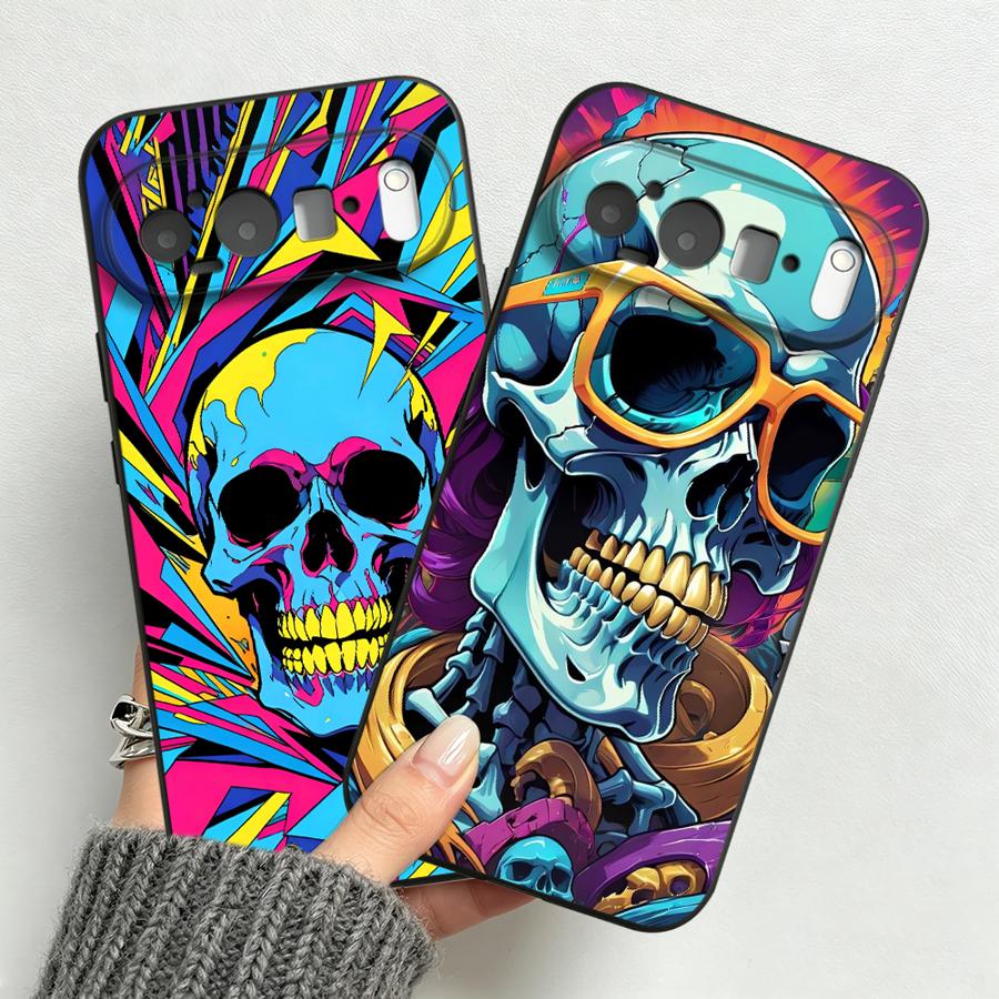 Google Pixel 9 Pro - Capa Neon Pop Art Skull para