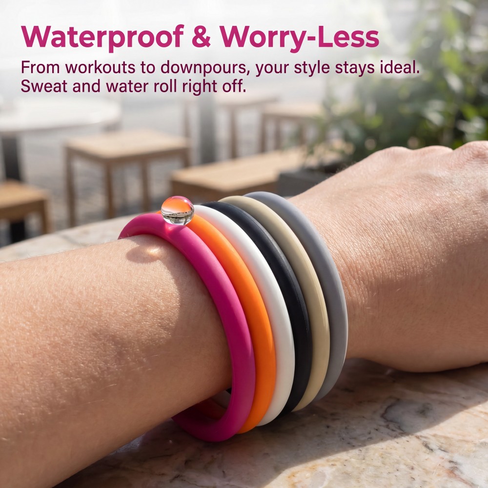 Ceramic Link Bracelet - Pulseira de silicone redonda de 1