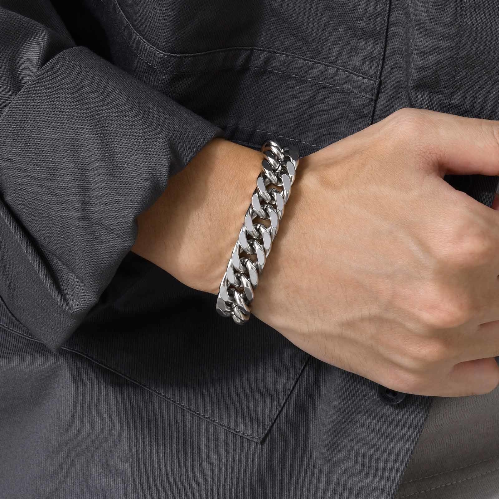 Ceramic Link Bracelet - Pulseiras Masculinas de Aço Inoxidável com