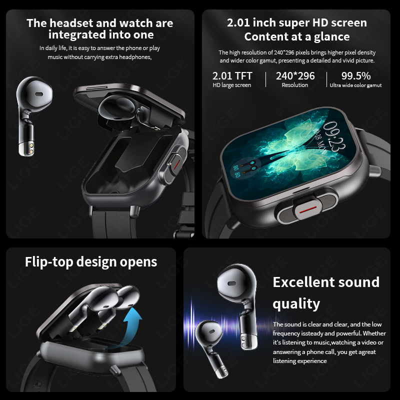 LIGE Novo Relógio Inteligente  - Smartwatch Headset avaliação e preço