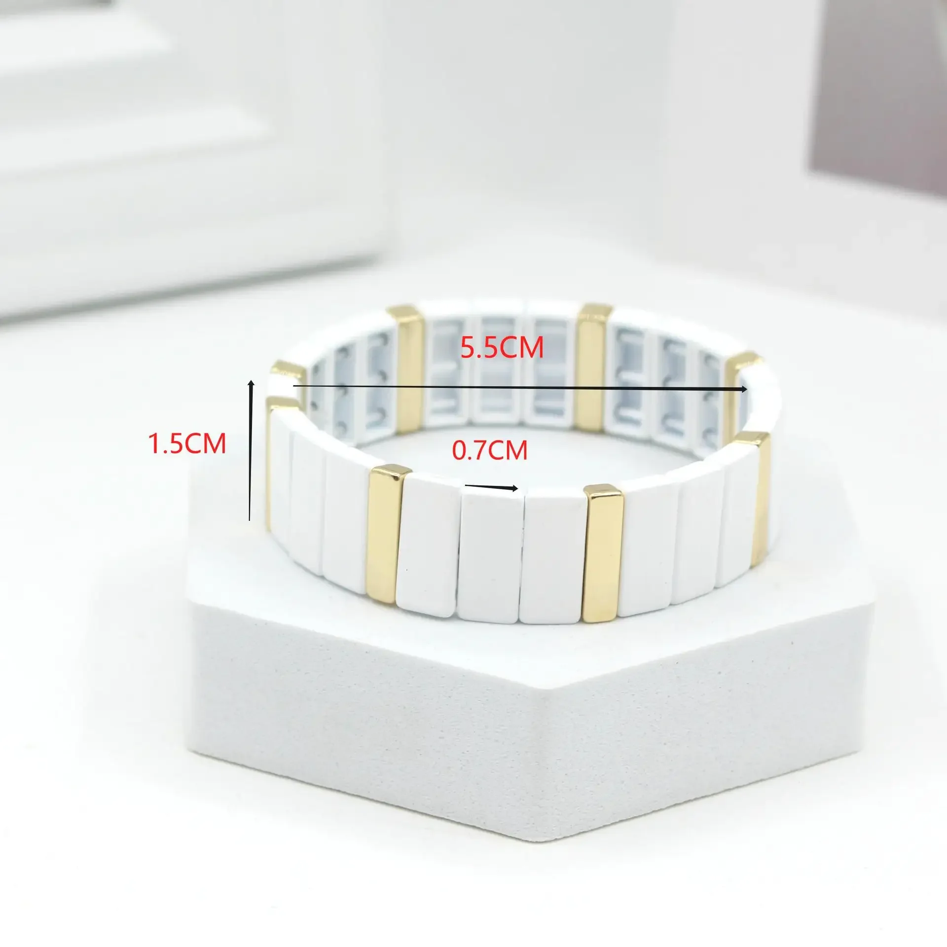 Boêmio esmalte branco vento fr - Ceramic Link Bracelet avaliação e preço