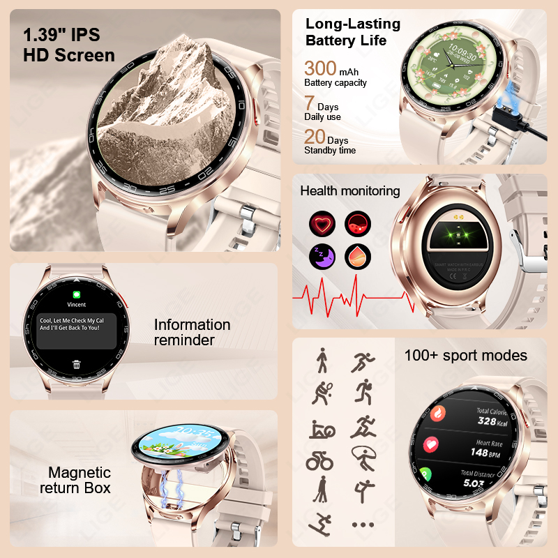 LIGE 2 em 1 TWS fone de ouvido - Smartwatch Headset avaliação e preço