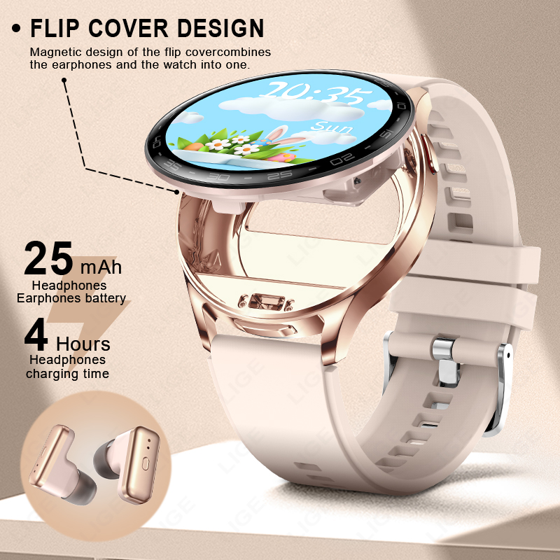 LIGE 2 em 1 TWS fone de ouvido - Smartwatch Headset avaliação e preço