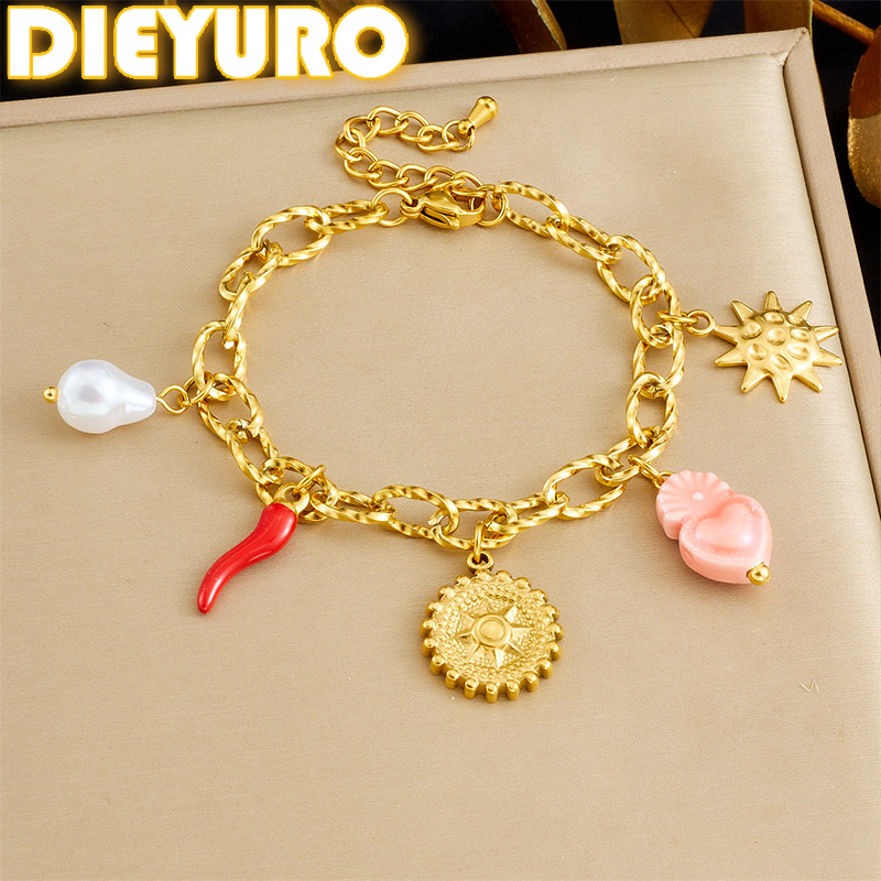 Dieyuro 316l aço inoxidável do - Ceramic Link Bracelet avaliação e preço