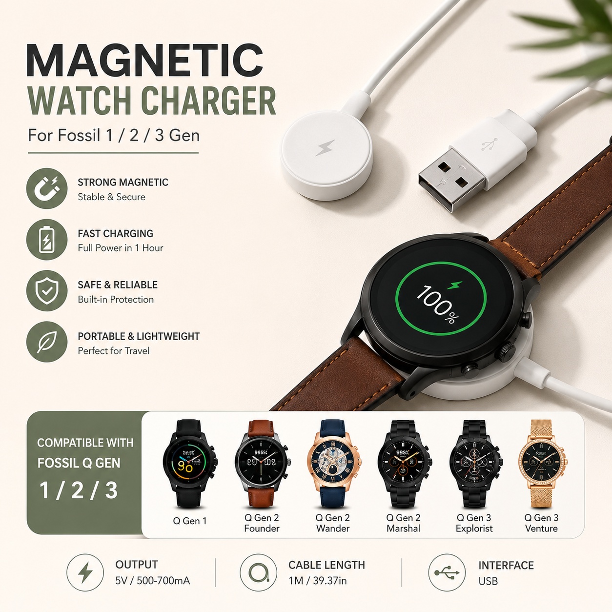 Adaptador de Carregador USB pa - Fossil Smartwatch Accessories avaliação e preço