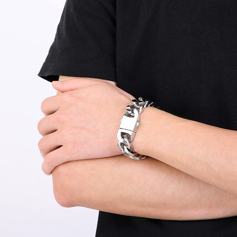 Aço Inoxidável Cubano Curb Cad - Ceramic Link Bracelet avaliação e preço