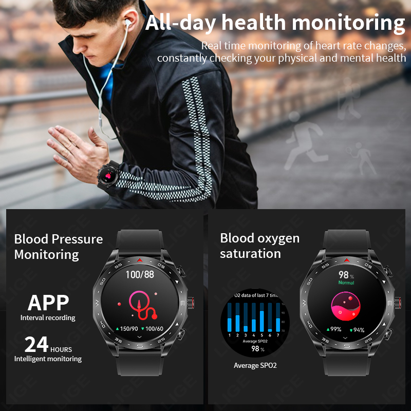 LIGE-Smartwatch impermeável co - Smartwatch Headset avaliação e preço